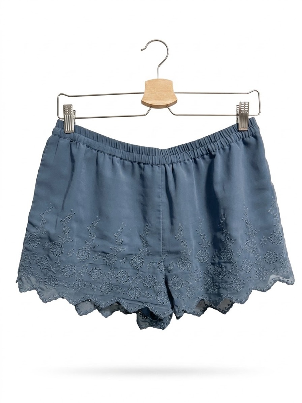 Frenchi - Blue Shorts with Lace Trim - Medium